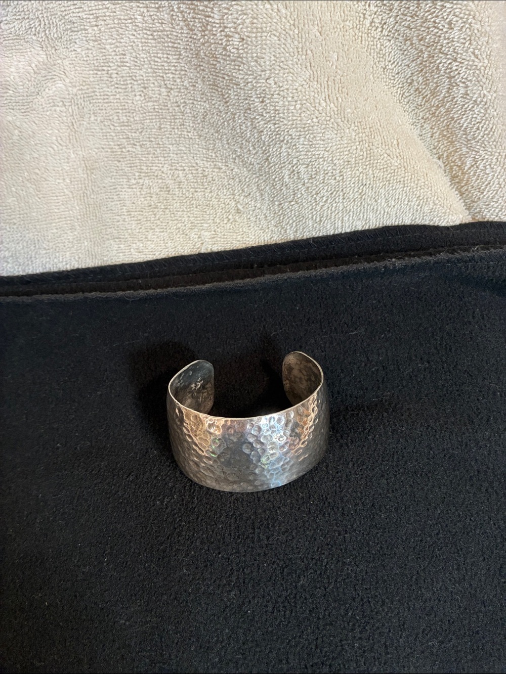 Taxco Hammered Silver Wide Cuff Bracelet